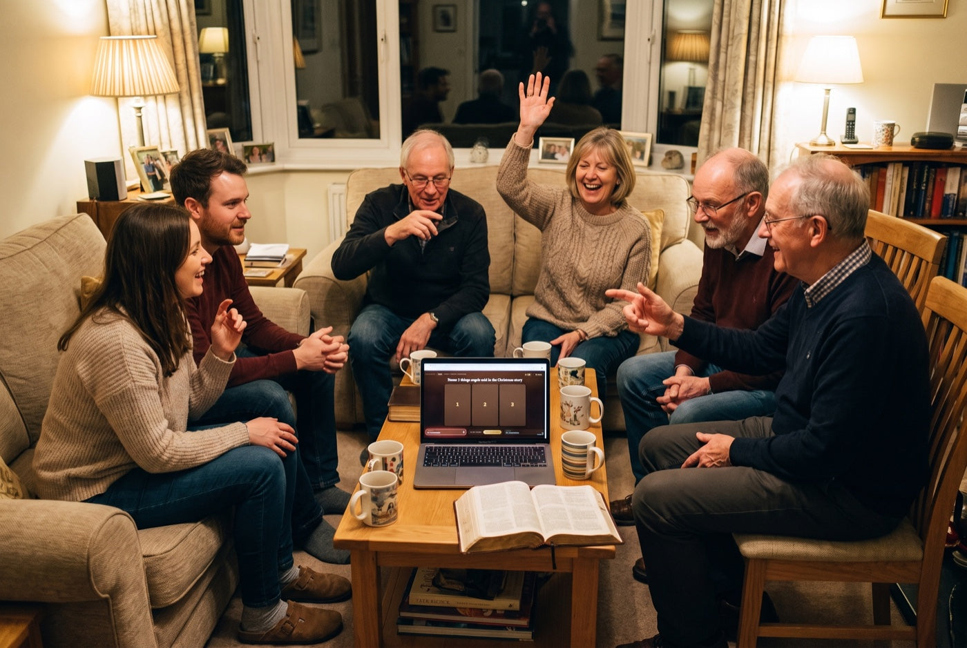 A small group playing around a laptop